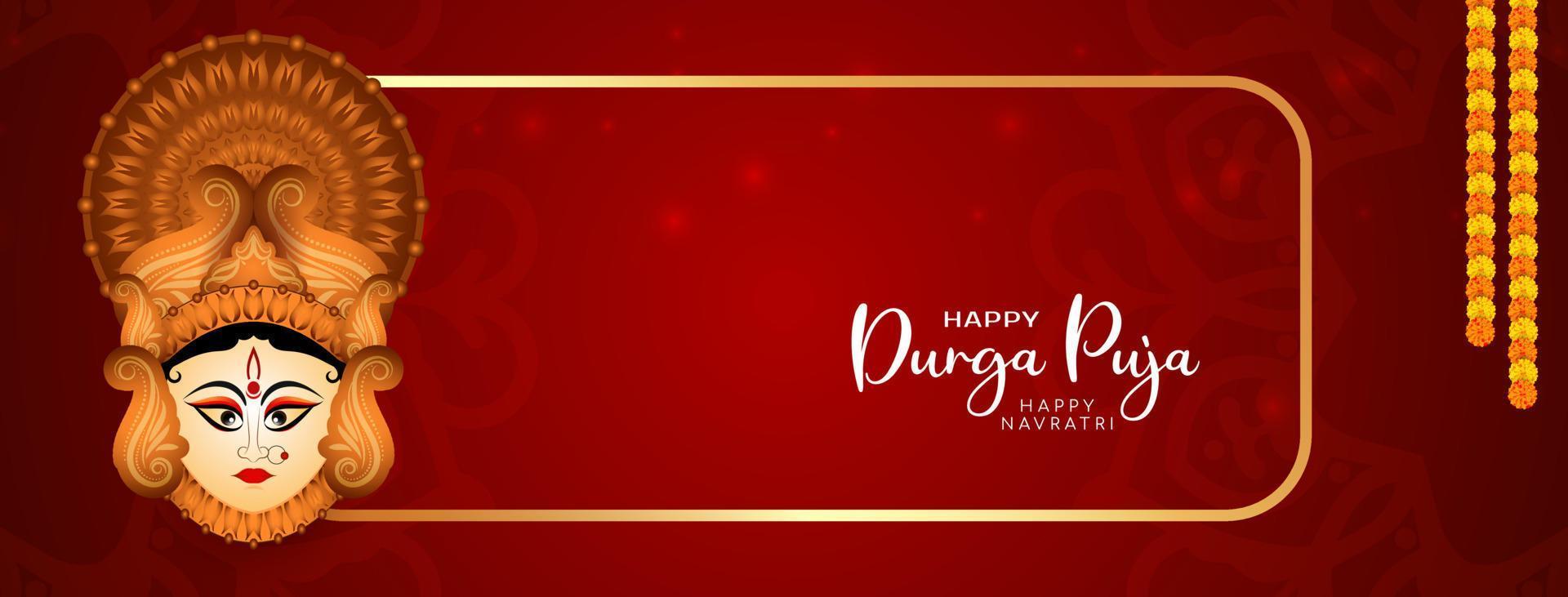 religioso Durga puja e contento Navratri Festival celebrazione bandiera design vettore