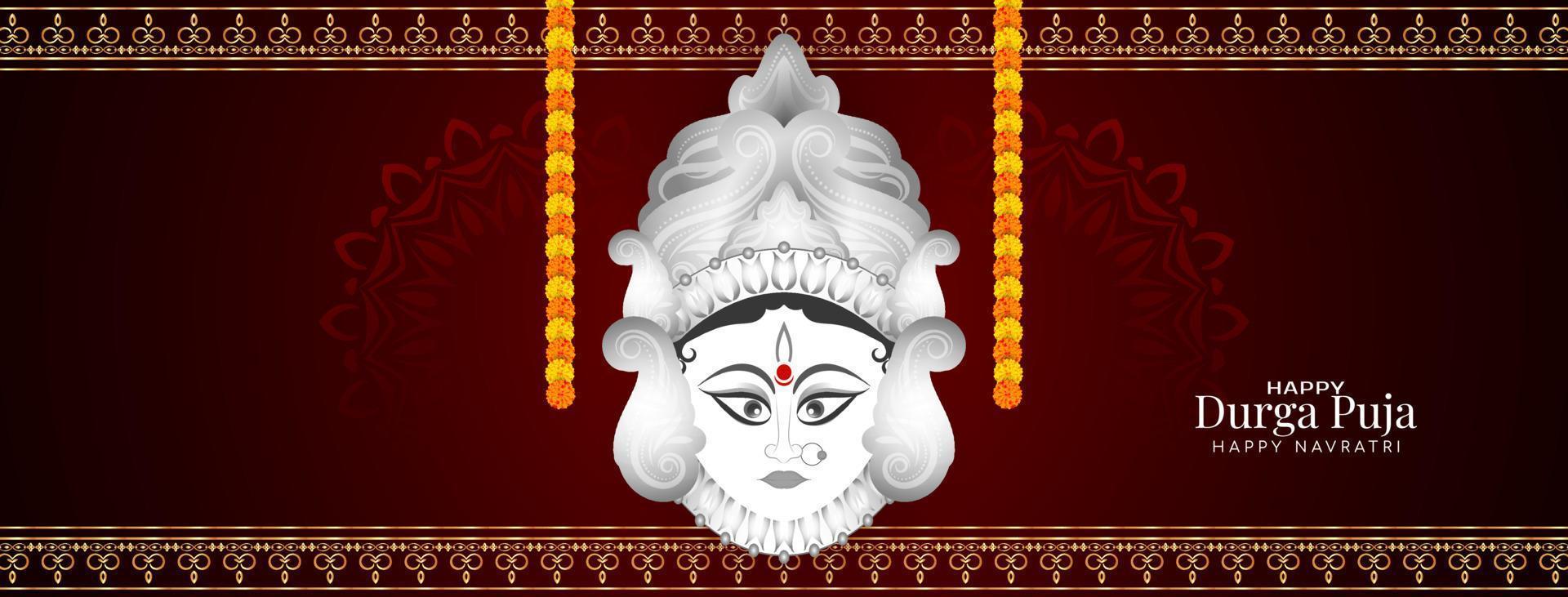 tradizionale Durga puja e contento Navratri Festival saluto bandiera design vettore