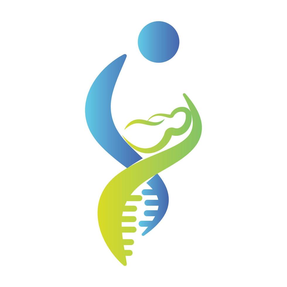 madre Tenere neonato bambino nel braccia e dna concetto design. mamma e bambino dna logo vettore design.