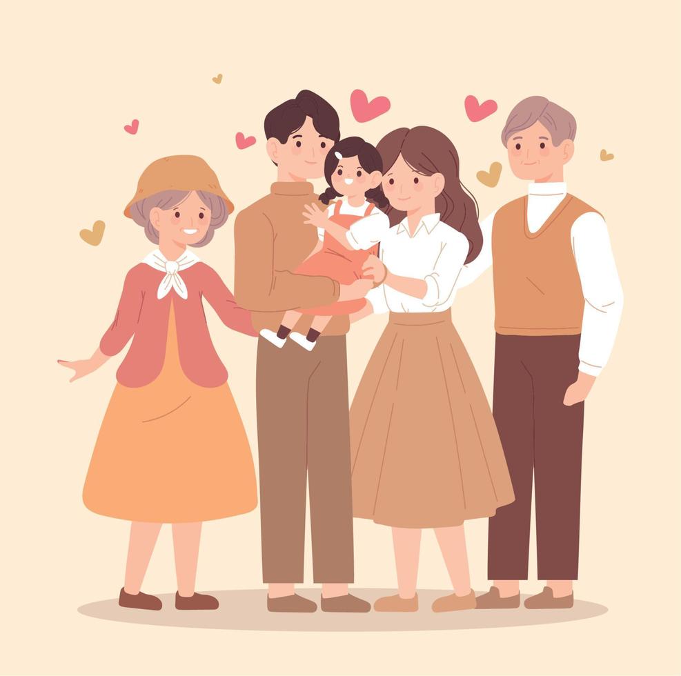 coreano famiglia personaggi vettore