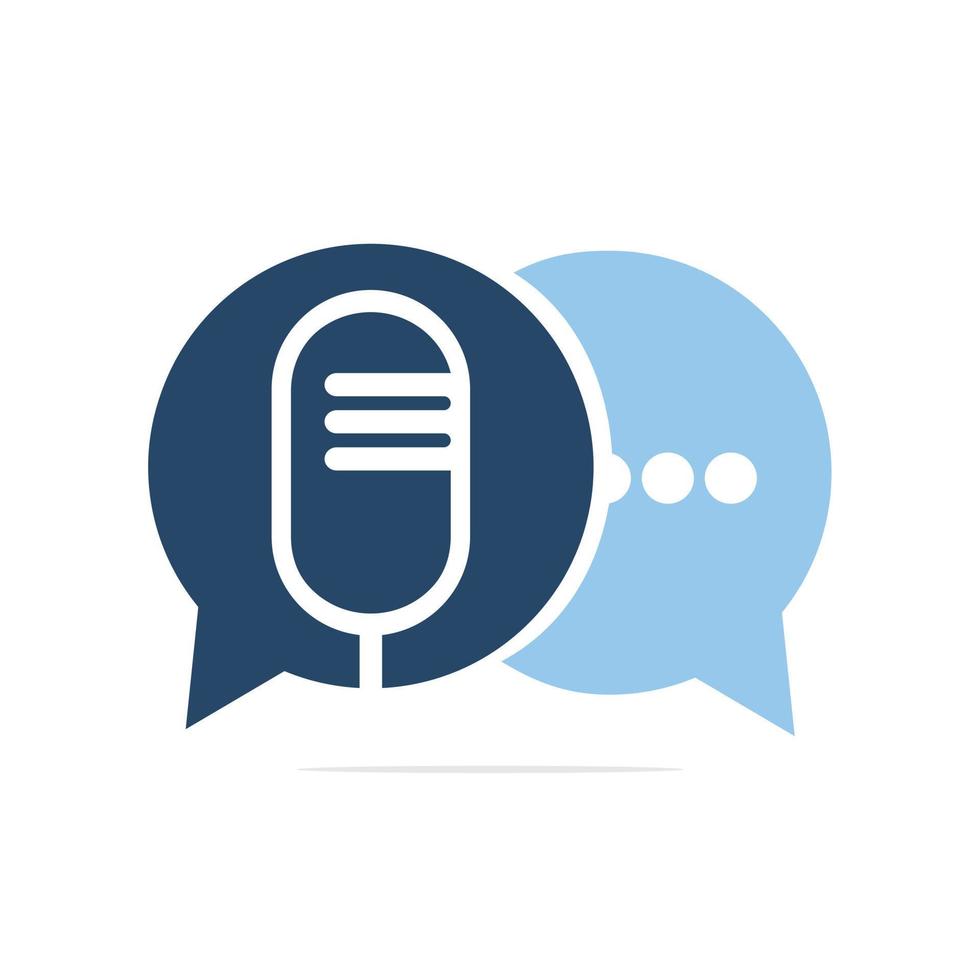 podcast talk design del logo vettoriale. design del logo della chat combinato con microfono podcast. vettore