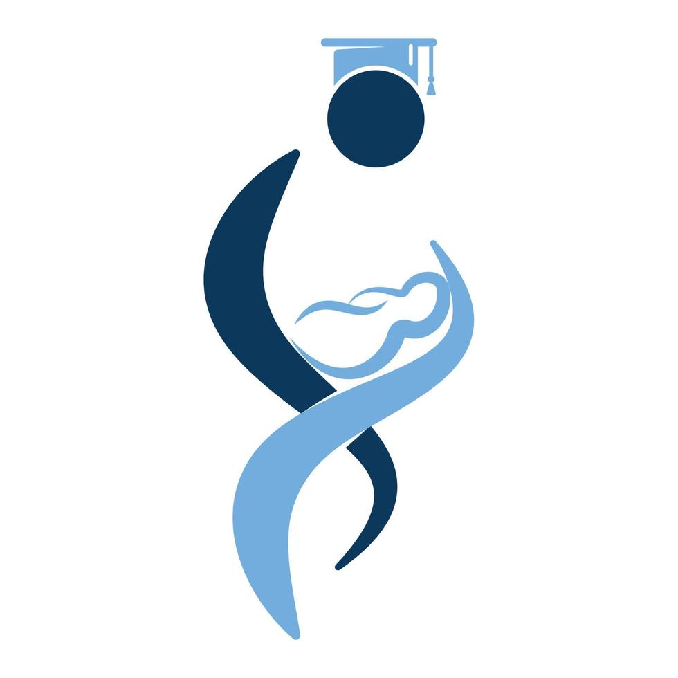 infermiera Tenere neonato bambino nel braccia simbolo. formazione scolastica di baby-sitter logo concetto design. vettore