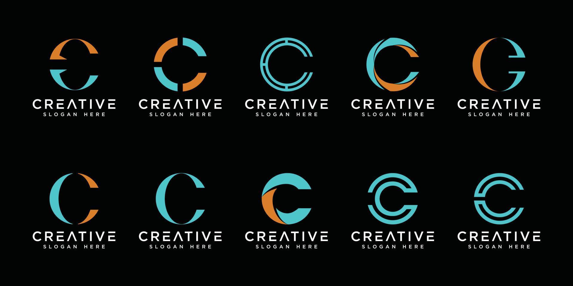 set di modello di progettazione del logo della lettera c iniziale. vettore