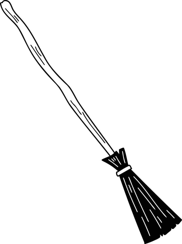 mano disegnato strega scopa illustrazione vettore