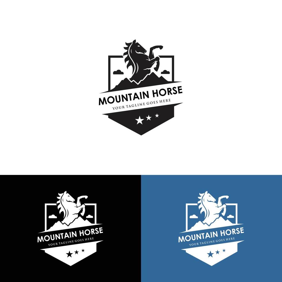 cavallo montagna logo design modello ispirazione, vettore illustrazione.