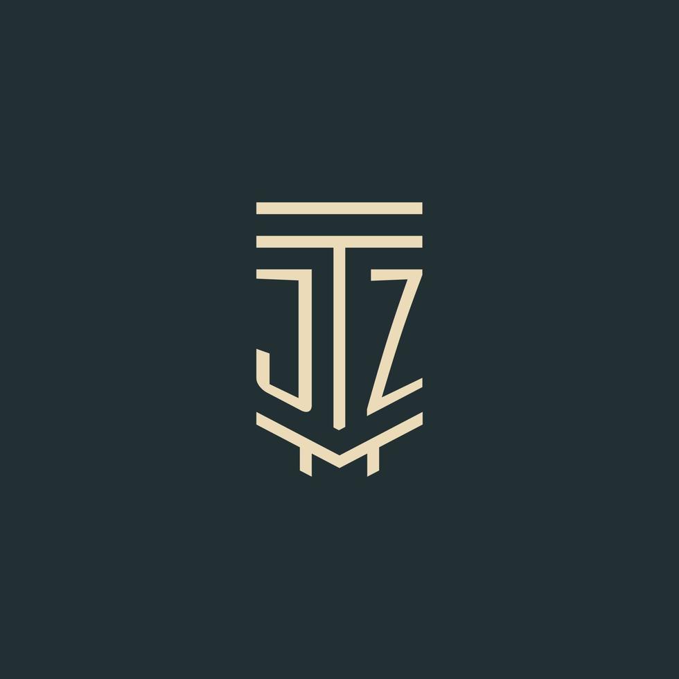 jz iniziale monogramma con semplice linea arte pilastro logo disegni vettore