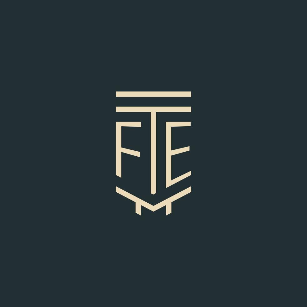 fe iniziale monogramma con semplice linea arte pilastro logo disegni vettore