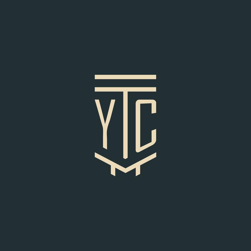 yc iniziale monogramma con semplice linea arte pilastro logo disegni vettore