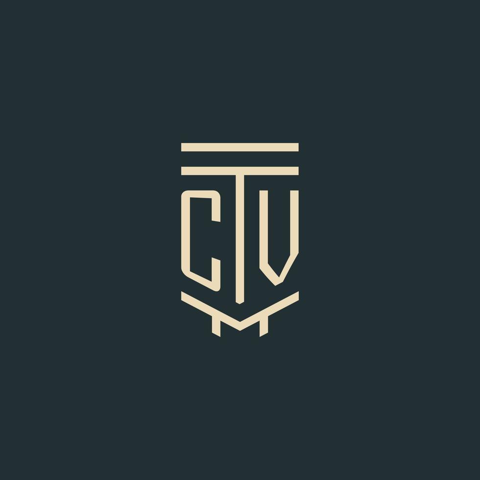 CV iniziale monogramma con semplice linea arte pilastro logo disegni vettore