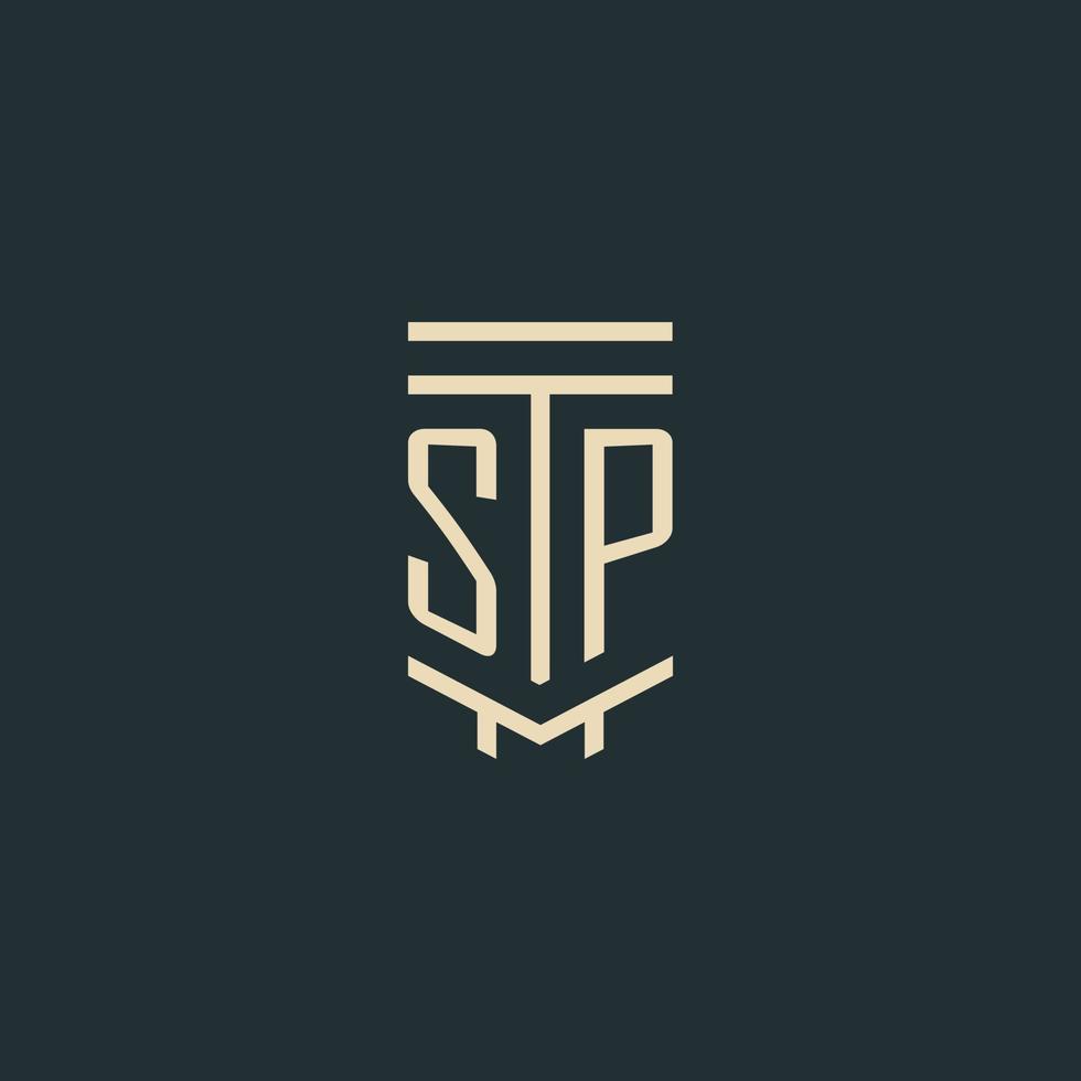 sp iniziale monogramma con semplice linea arte pilastro logo disegni vettore