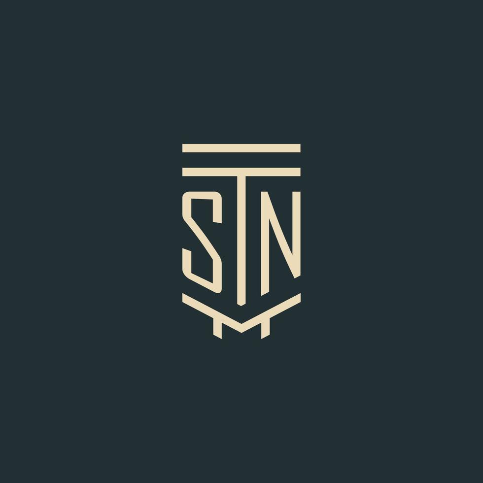 sn iniziale monogramma con semplice linea arte pilastro logo disegni vettore
