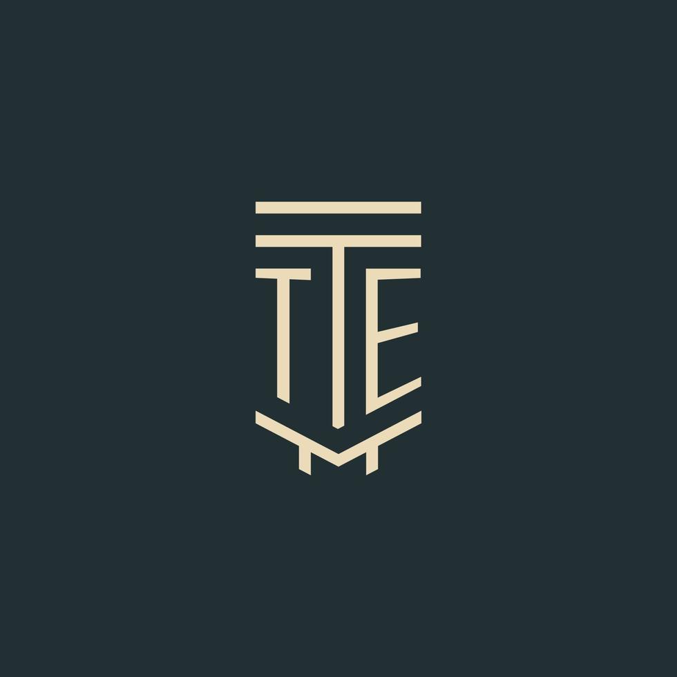 TE iniziale monogramma con semplice linea arte pilastro logo disegni vettore