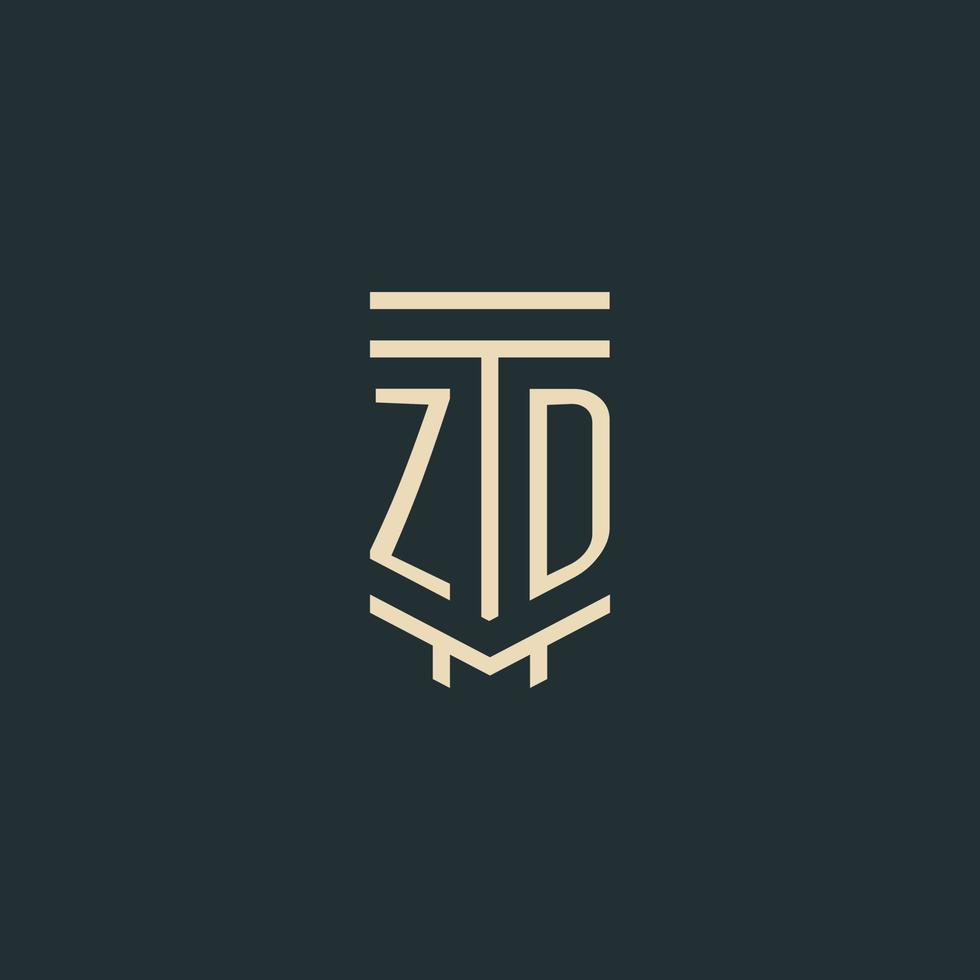 zd iniziale monogramma con semplice linea arte pilastro logo disegni vettore