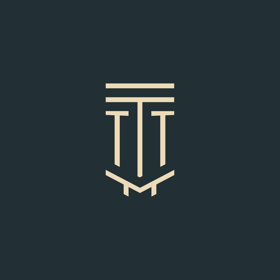 tt iniziale monogramma con semplice linea arte pilastro logo disegni vettore