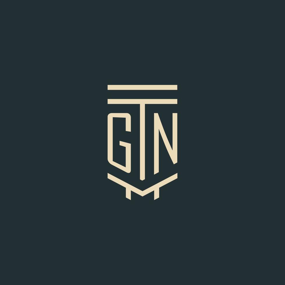 gn iniziale monogramma con semplice linea arte pilastro logo disegni vettore