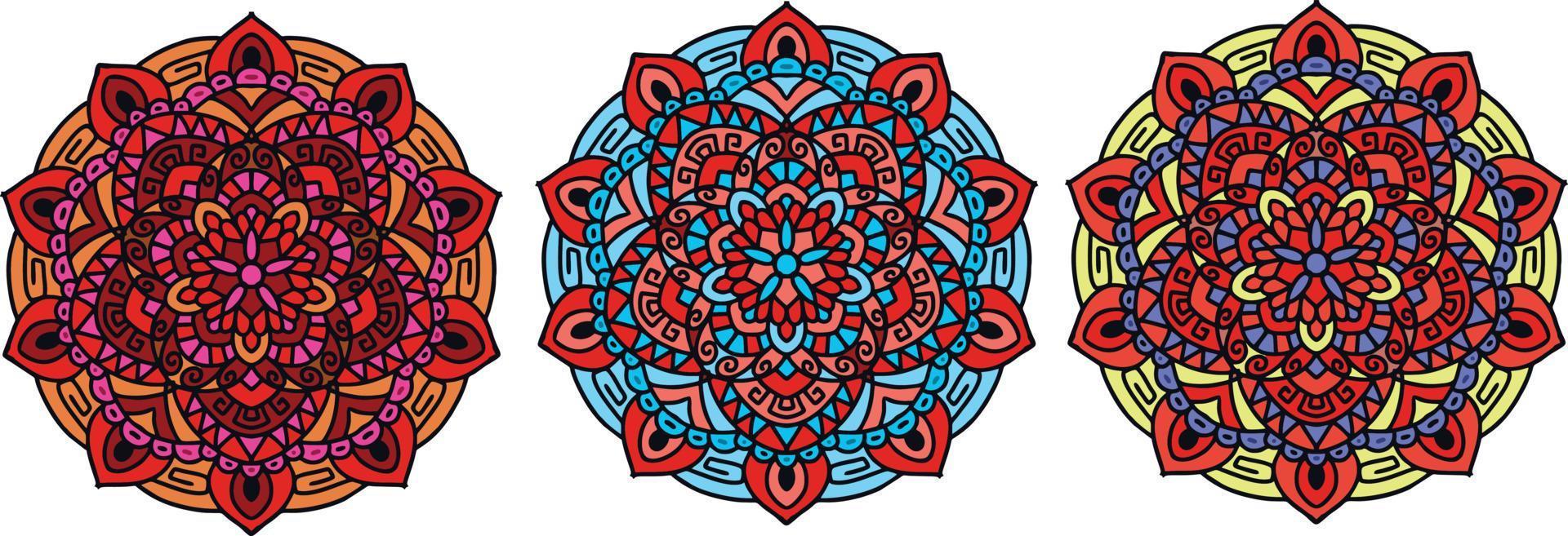 un' impostato di risorsa mandala per bandiera sfondo decorazione. con vario colori, vettore illustrazione