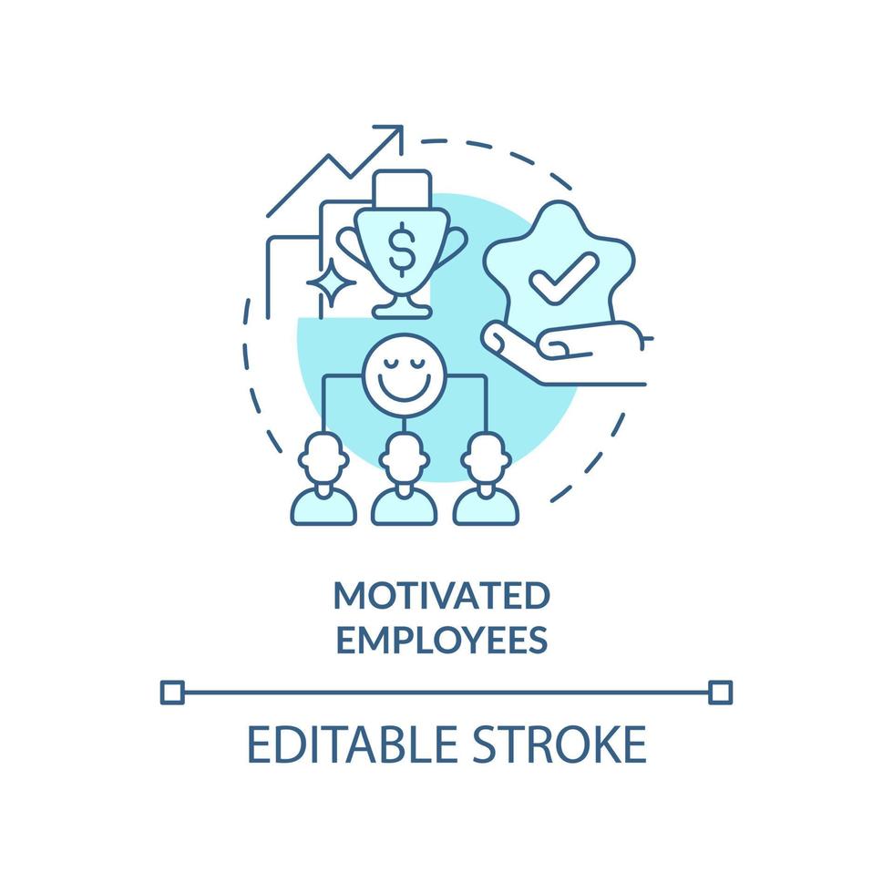 motivata dipendenti turchese concetto icona. cooperativa società beneficiare astratto idea magro linea illustrazione. Fidanzamento. isolato schema disegno. modificabile ictus. vettore