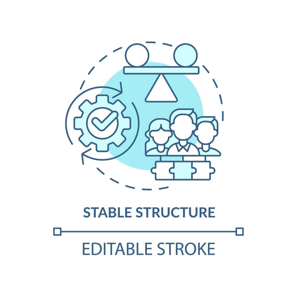 stabile struttura turchese concetto icona. cooperativa società beneficiare astratto idea magro linea illustrazione. stabilità. isolato schema disegno. modificabile ictus. vettore