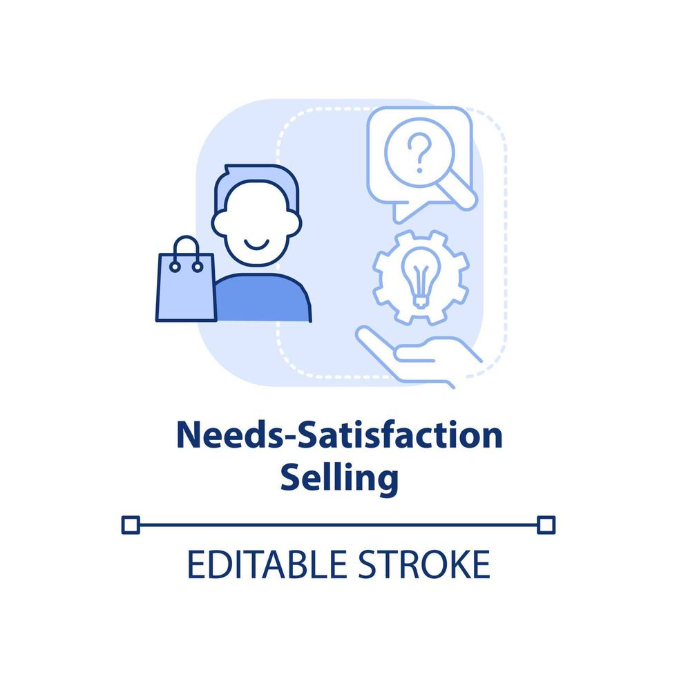 icona del concetto azzurro di vendita di soddisfazione dei bisogni. strategia di vendita di successo idea astratta linea sottile illustrazione. disegno di contorno isolato. tratto modificabile. vettore