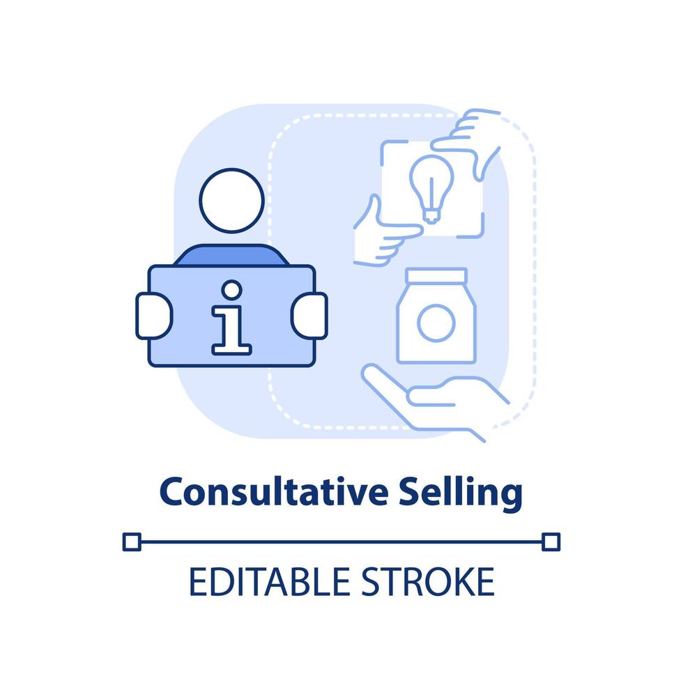 icona del concetto azzurro di vendita consultiva. strategia di vendita idea astratta linea sottile illustrazione. approccio investigativo. disegno di contorno isolato. tratto modificabile. vettore