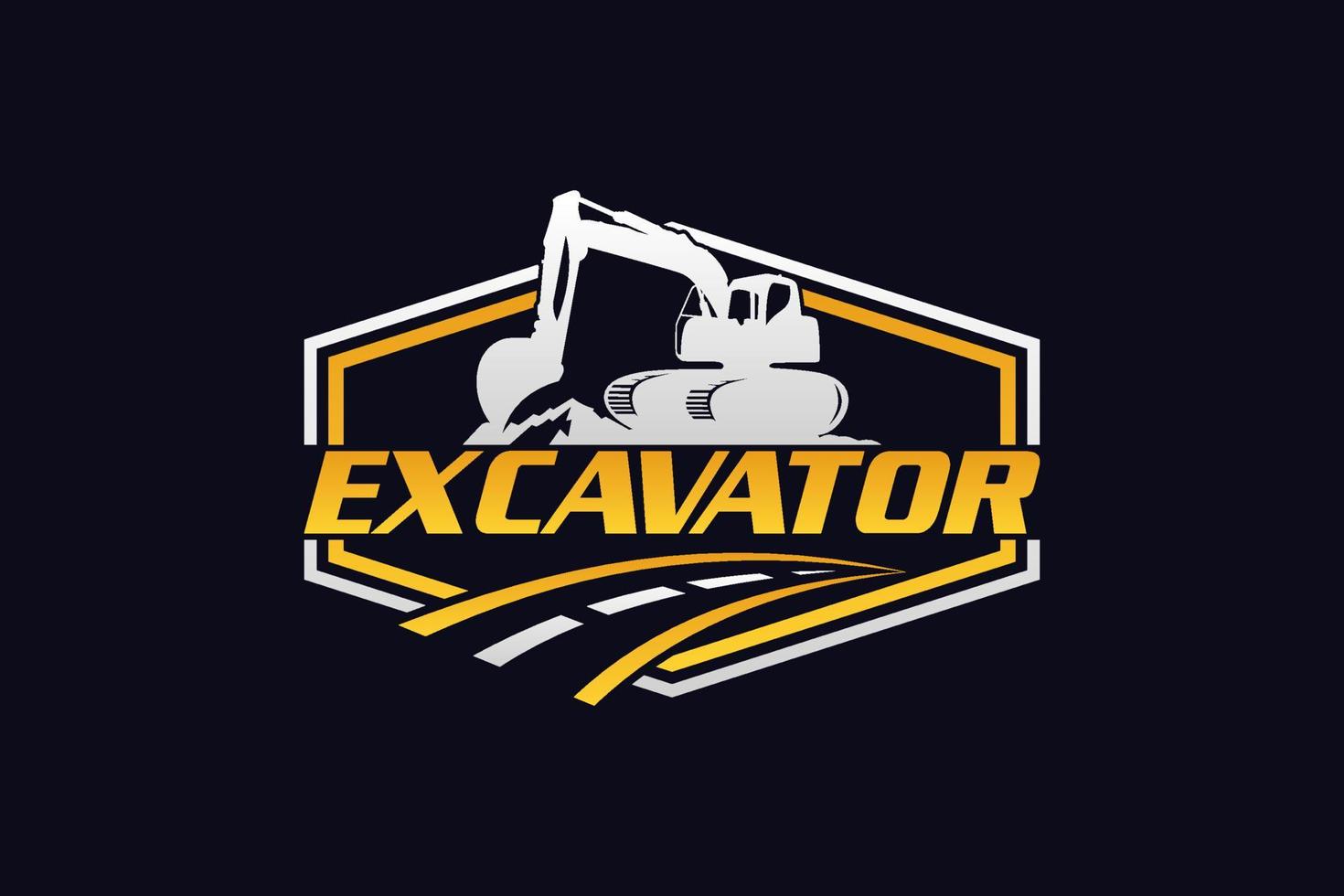 vettore del modello di logo dell'escavatore. vettore logo attrezzature pesanti per società di costruzioni. illustrazione creativa dell'escavatore per il modello di logo.