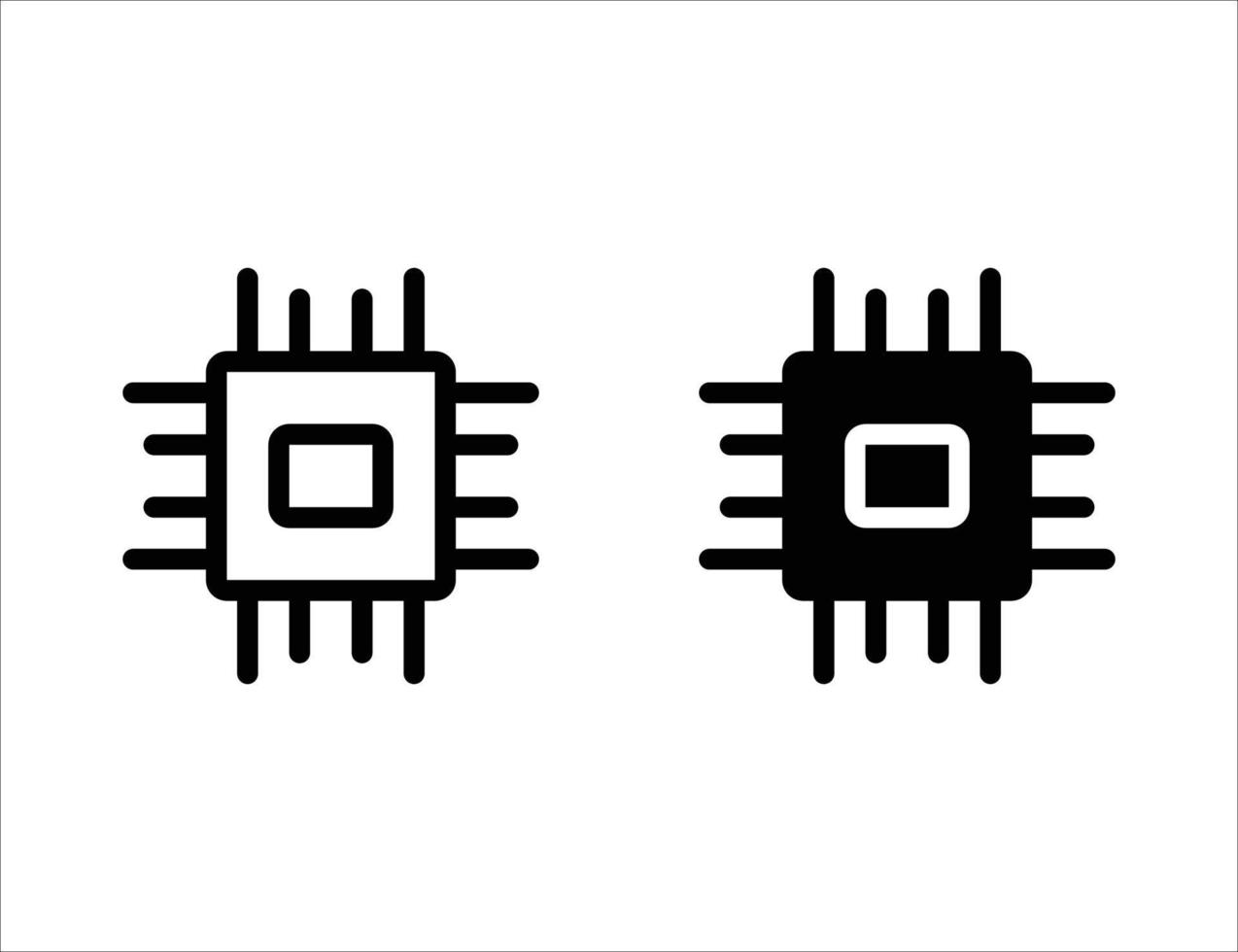 microprocessore icona. schema icona e solido icona vettore