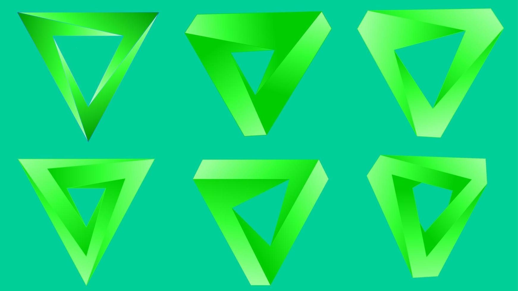 verde triangolo penrose simbolo impostato per logo e icona vettore