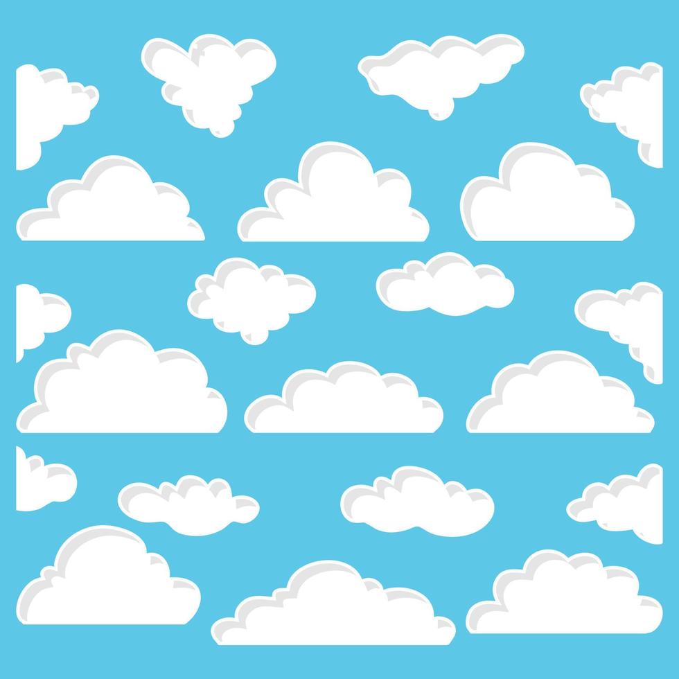 scarabocchio impostato di nube icone nel di moda piatto design stile. isolato su blu sfondo. vettore illustrazione