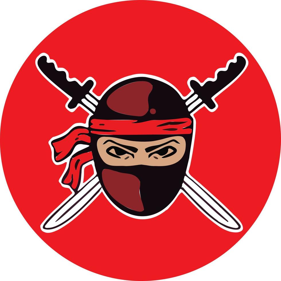 distintivo, logo ninja, spada guerre, assassino, simbolo. vettore