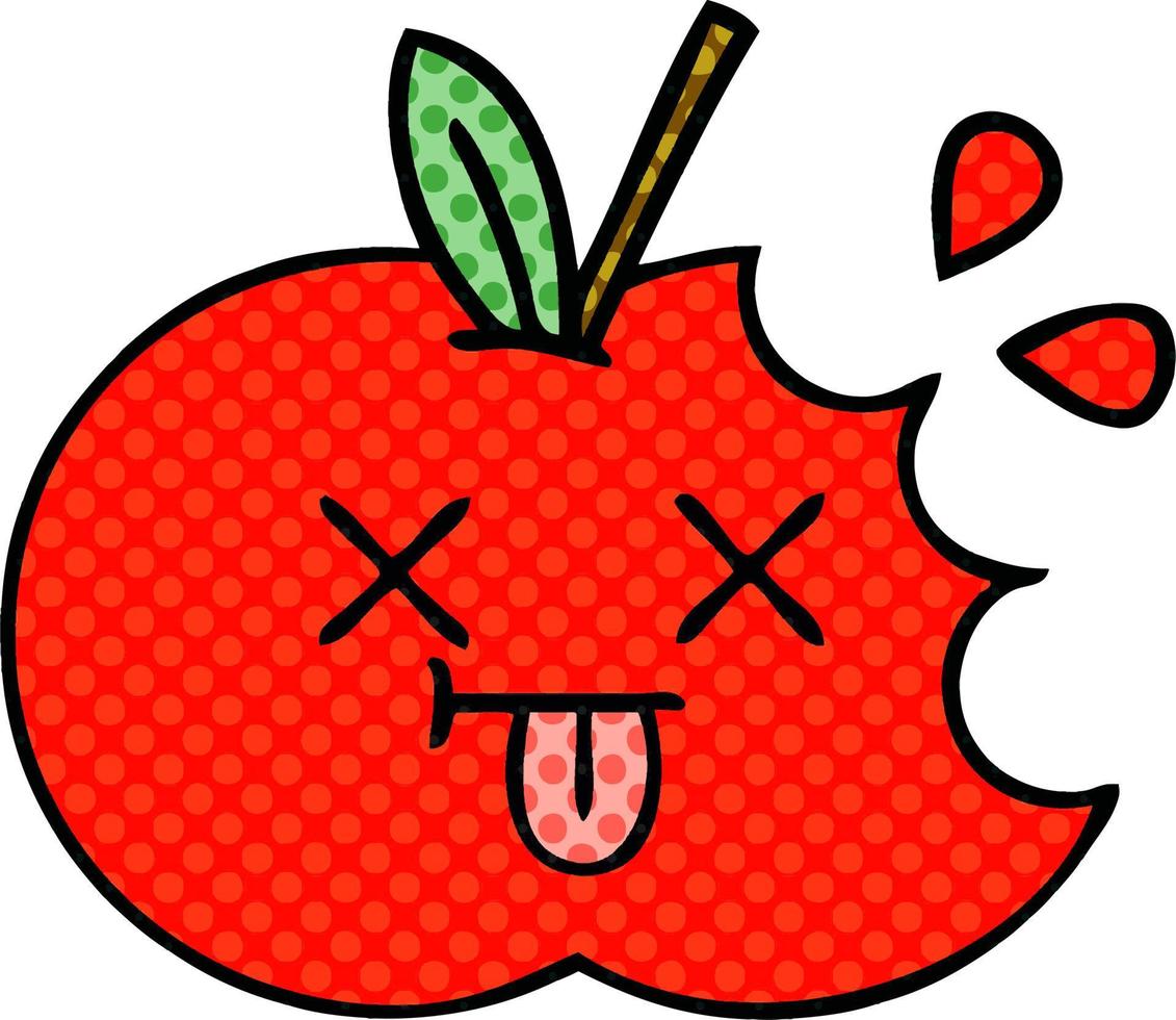 mela rossa del fumetto di stile del libro di fumetti vettore