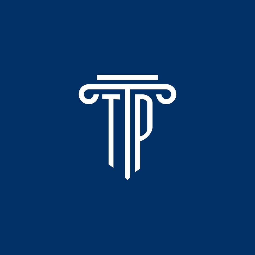 tp iniziale logo monogramma con semplice pilastro icona vettore