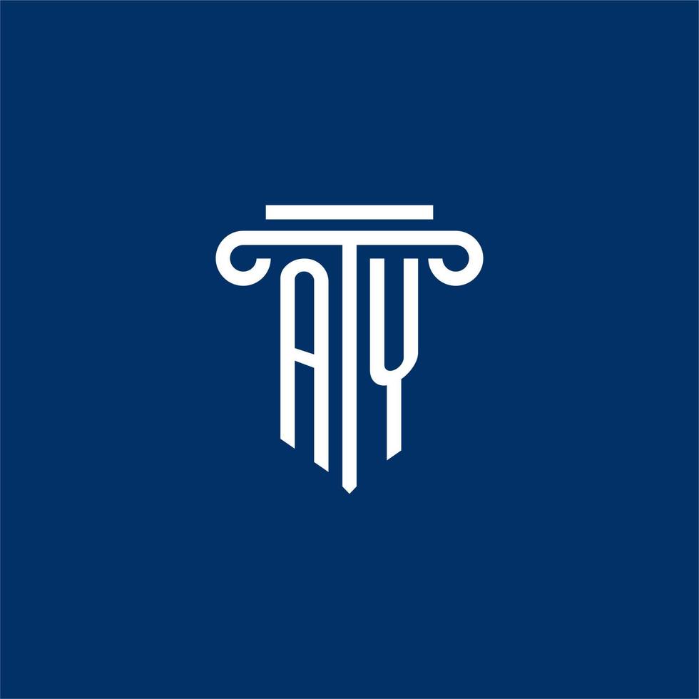 Ay iniziale logo monogramma con semplice pilastro icona vettore