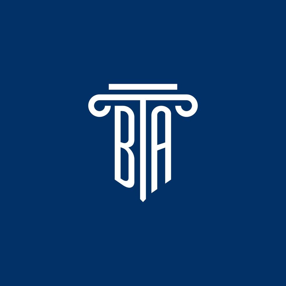 ba iniziale logo monogramma con semplice pilastro icona vettore