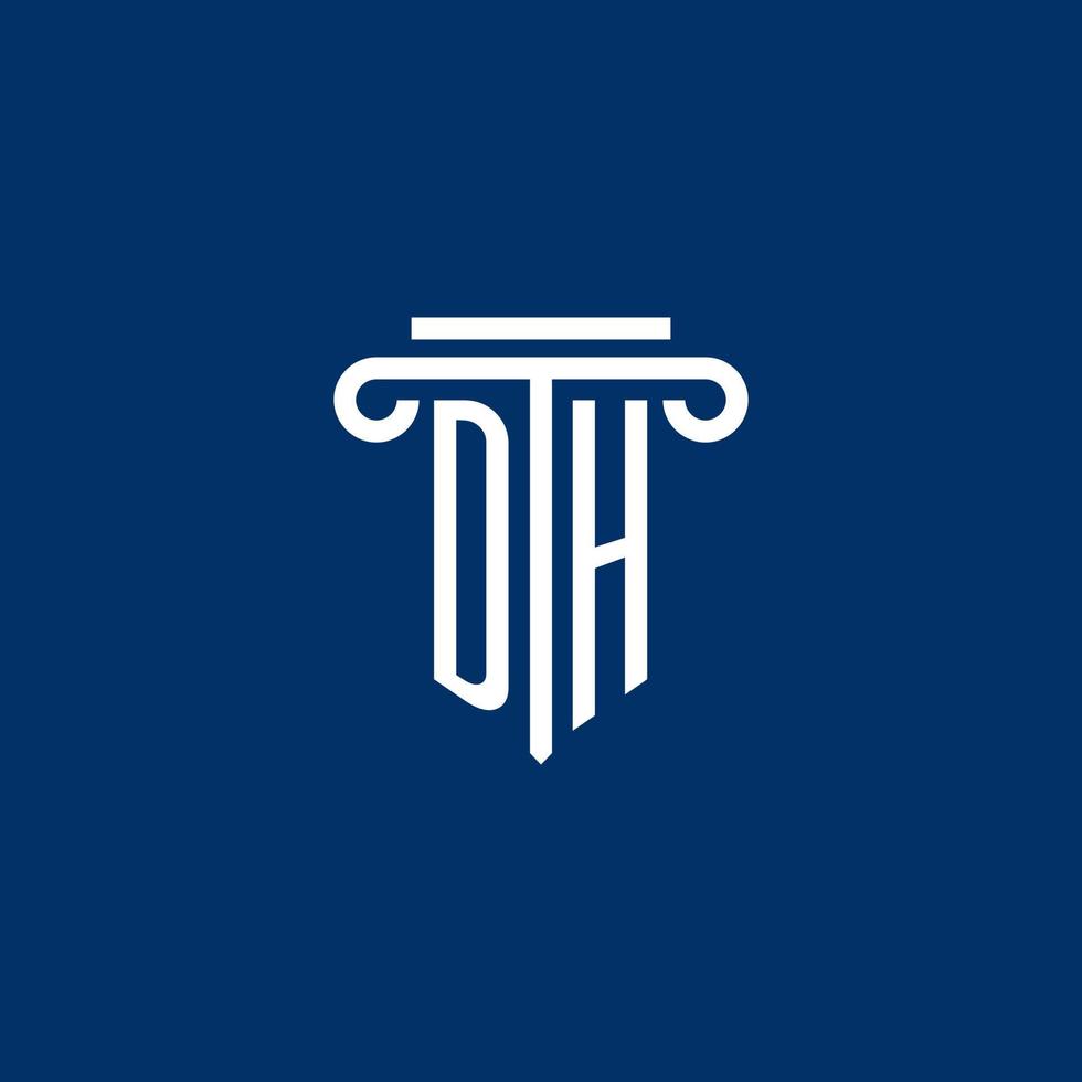 dh iniziale logo monogramma con semplice pilastro icona vettore