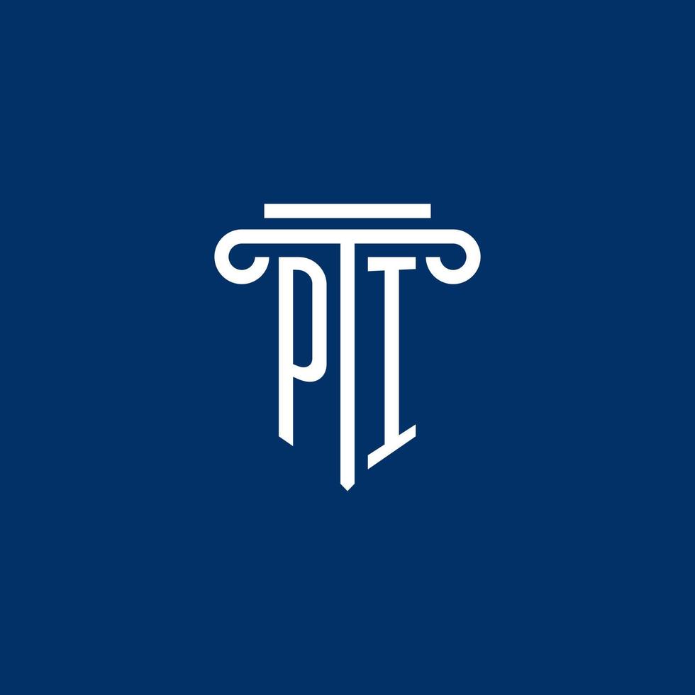 pi iniziale logo monogramma con semplice pilastro icona vettore