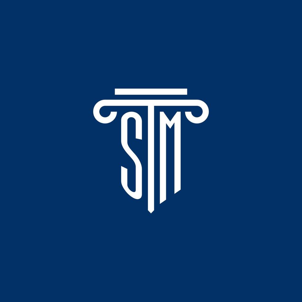 sm iniziale logo monogramma con semplice pilastro icona vettore