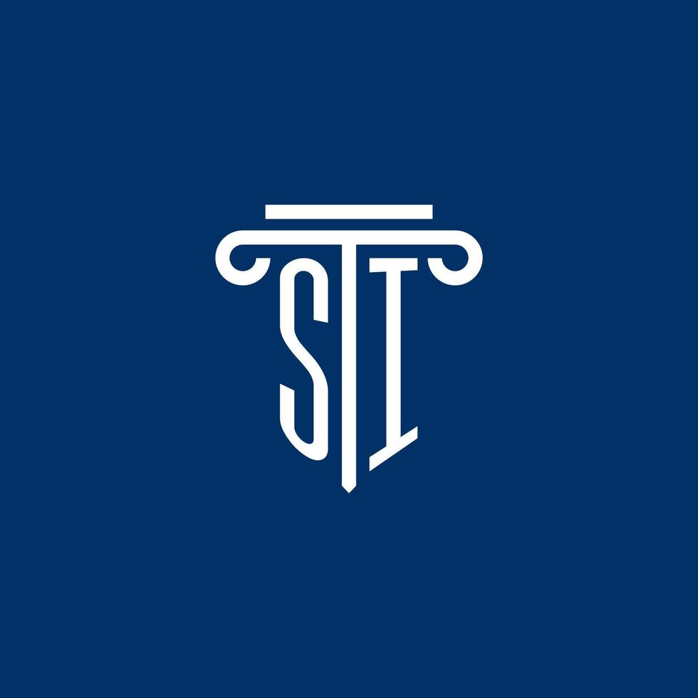 SI iniziale logo monogramma con semplice pilastro icona vettore