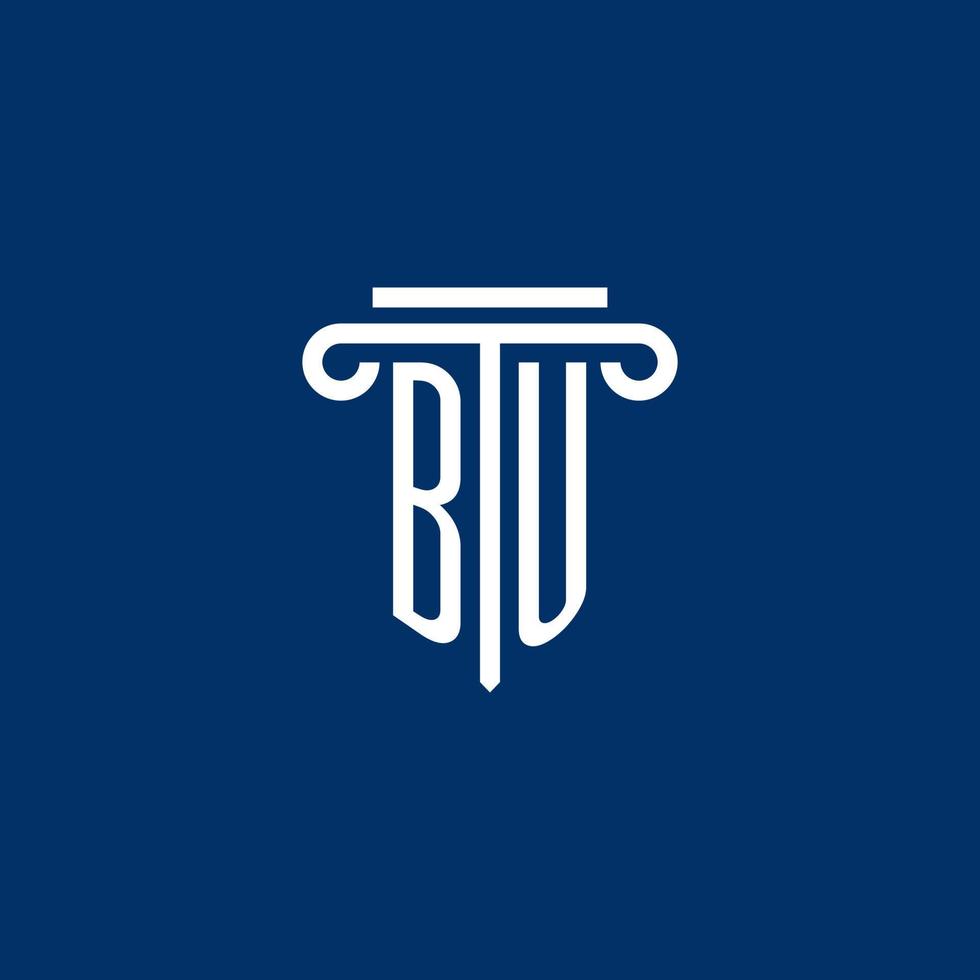 bu iniziale logo monogramma con semplice pilastro icona vettore