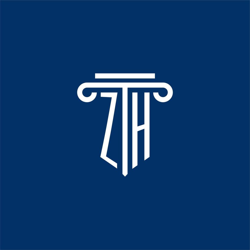 zh iniziale logo monogramma con semplice pilastro icona vettore