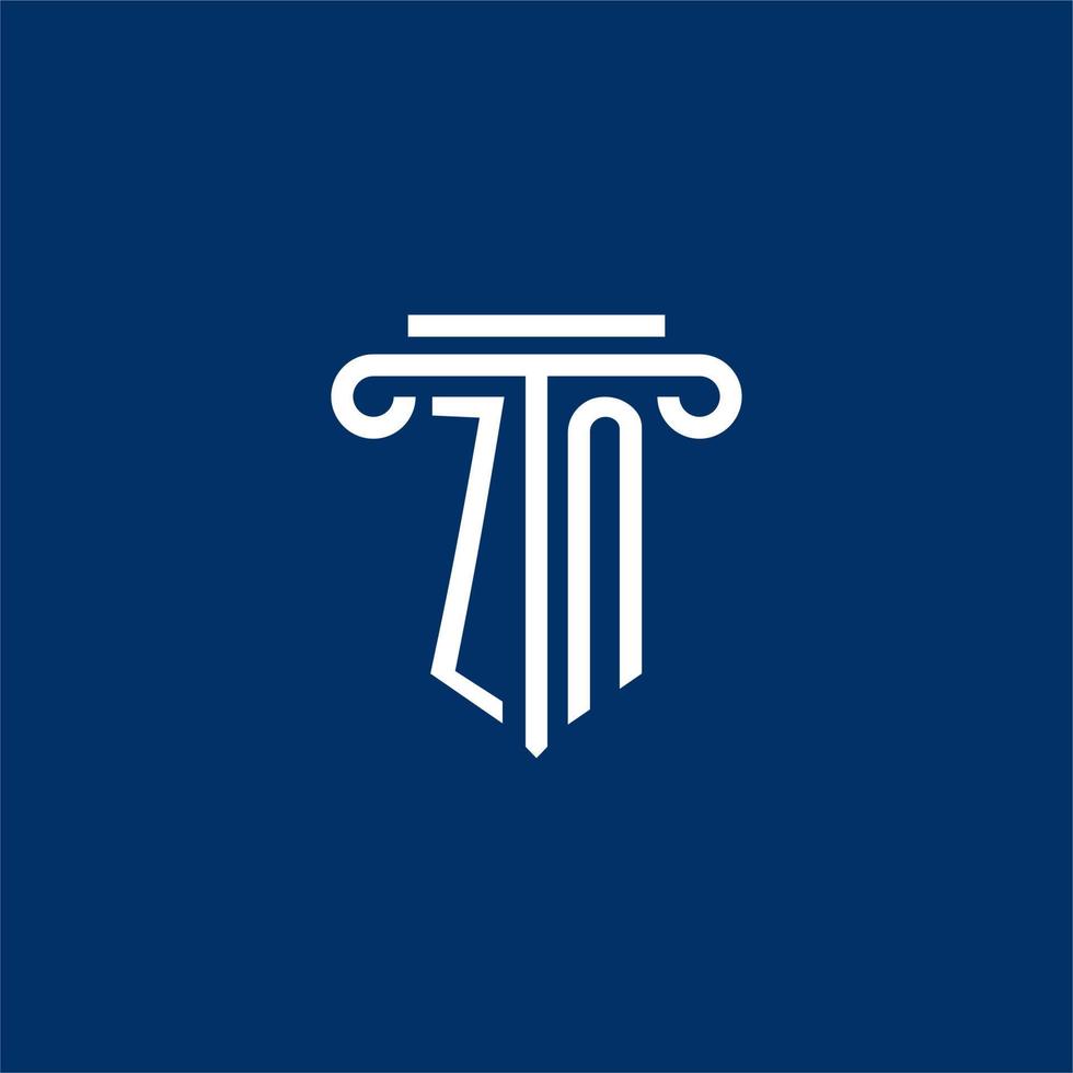 zn iniziale logo monogramma con semplice pilastro icona vettore