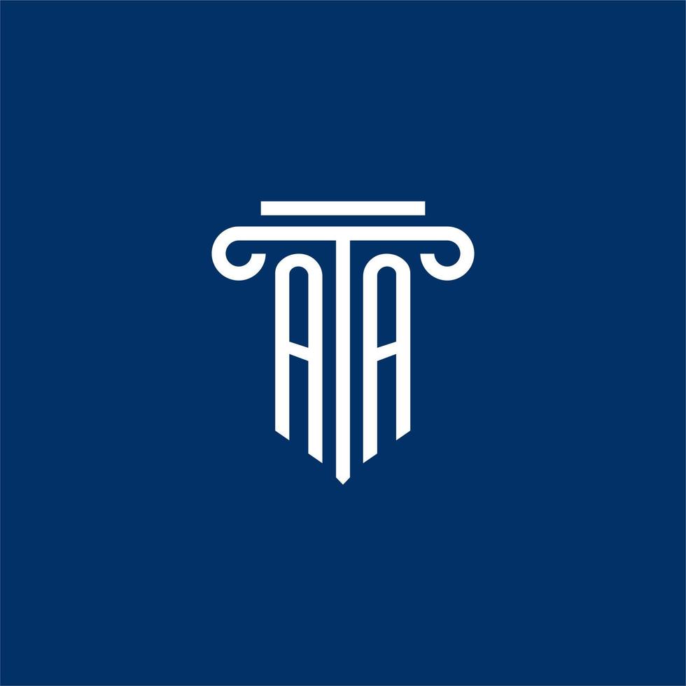 aa iniziale logo monogramma con semplice pilastro icona vettore