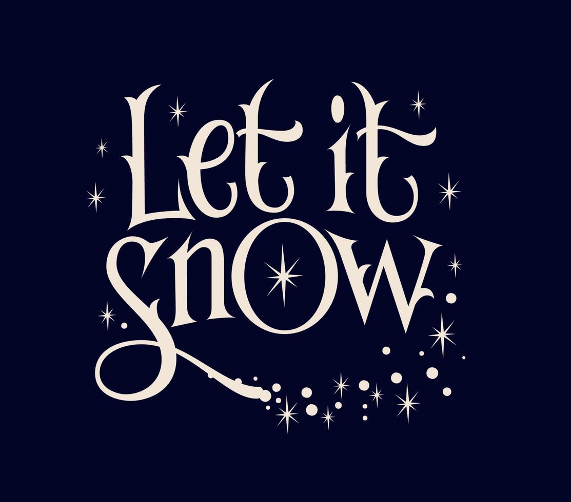 Magia a tema lettering illustrazione - permettere esso neve. bufera di neve, nevicando vettore tipografia design elemento.