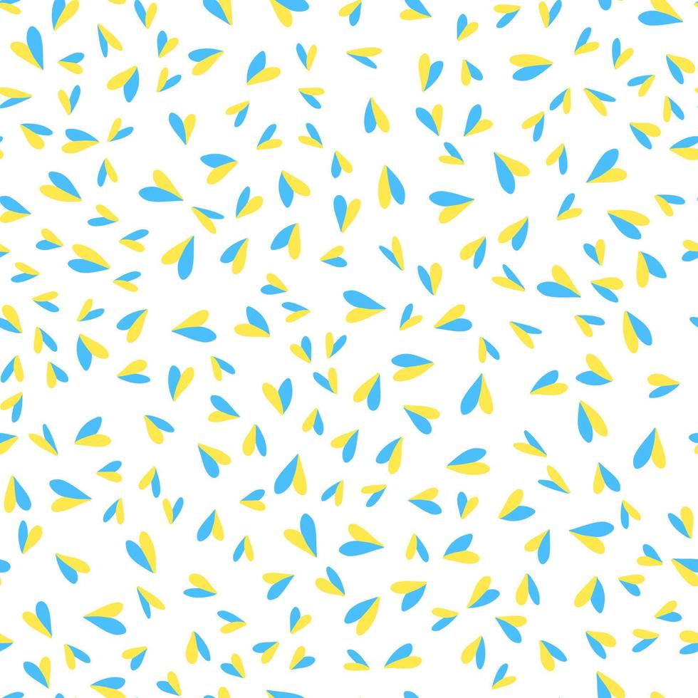 vettore senza soluzione di continuità modello con cuore nel ucraino bandiera colori su bianca sfondo. ripetendo sfondo con blu e giallo cuori