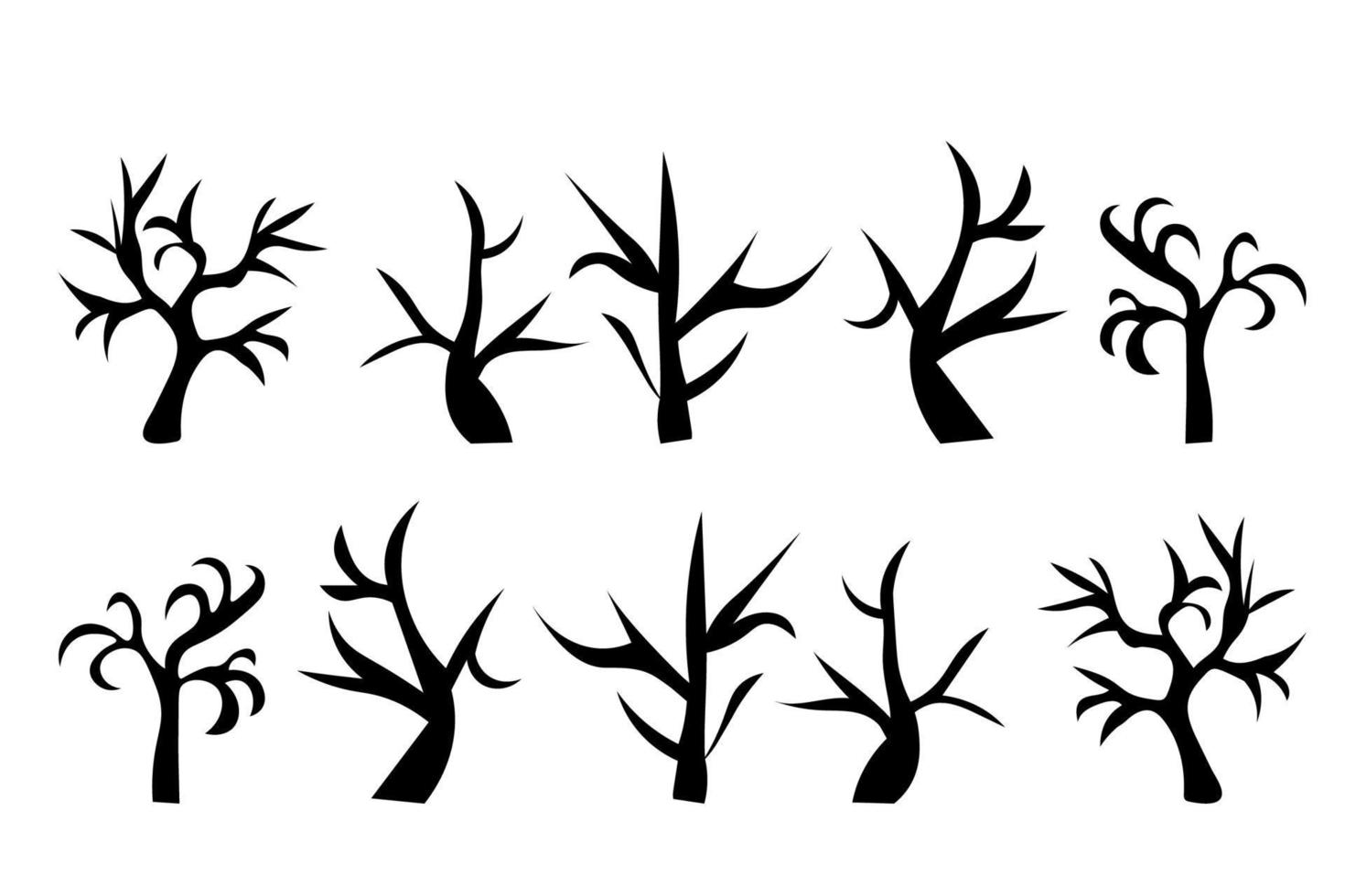 astratto nero silhouette Halloween albero. mano disegnato isolato illustrazioni. grande design per qualunque scopi logo, Stampa, decorativo etichetta vettore