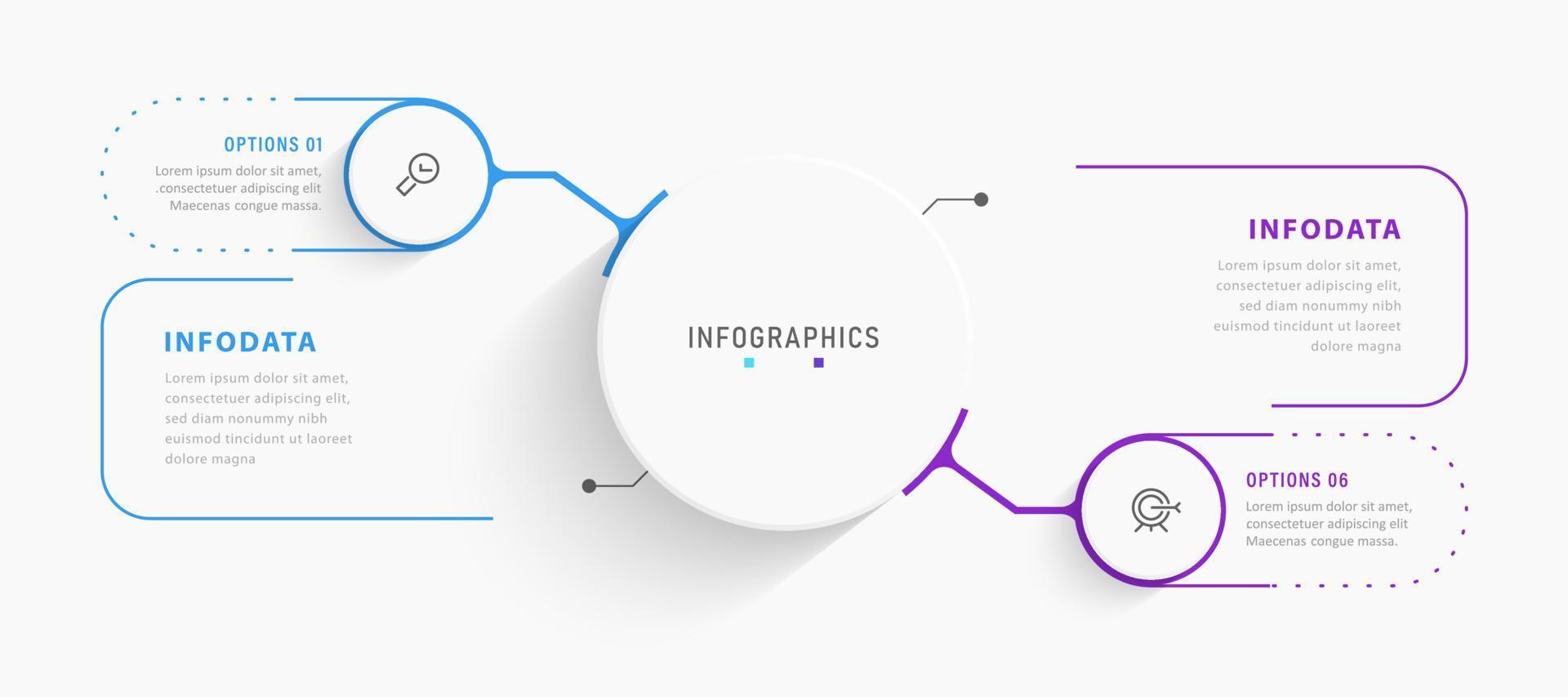 modello di progettazione di etichetta infografica vettoriale con icone e 2 opzioni o passaggi. può essere utilizzato per diagramma di processo, presentazioni, layout del flusso di lavoro, banner, diagramma di flusso, grafico informativo.