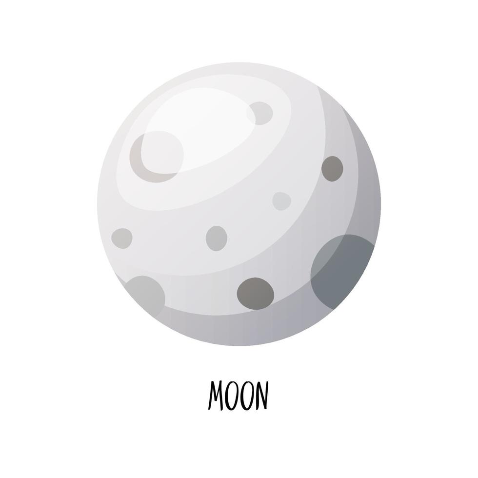 vettore illustrazione di il solare sistema pianeti. cartone animato Luna pianeta per bambini manifesti, cartoline. isolato su bianca sfondo.