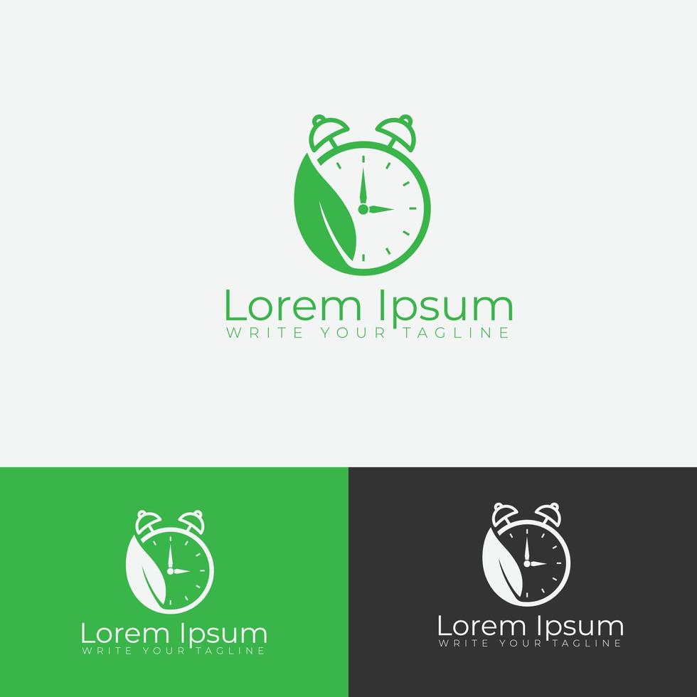verde orologio logo design con verde le foglie concetto per il naturale volta, verde volta. vettore