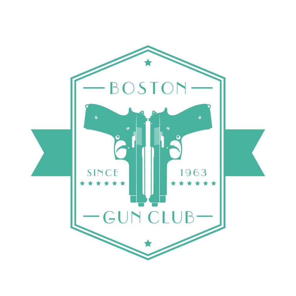 pistola club Vintage ▾ emblema, logo con pistole, Due pistole su emblema, vettore illustrazione