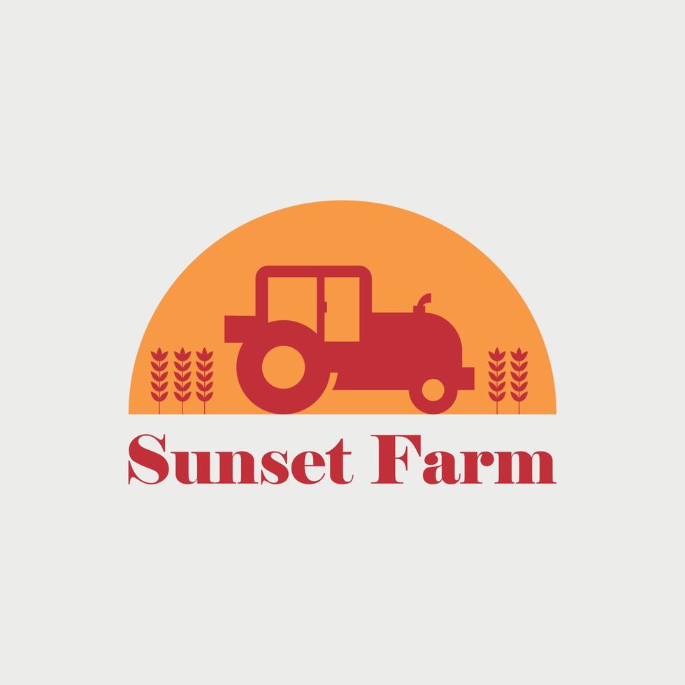 azienda agricola logo design con arancia tramonto Immagine vettore