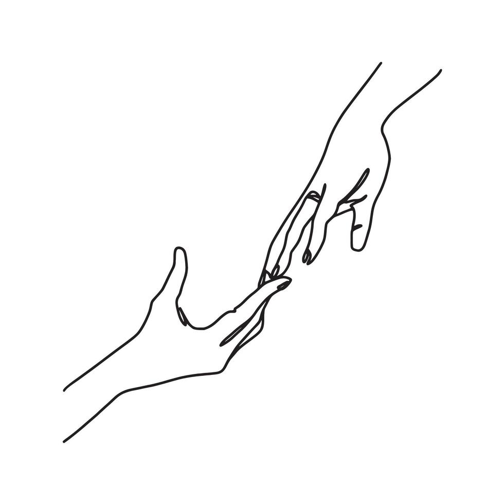 illustrazione silhouette Due mani romantico toccante isolato su un' bianca sfondo vettore